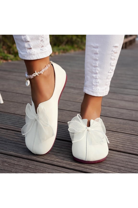Woman's Mary Jane Flats, Fashionable Retro Round-Toe Design with Bow Decorations, Comfortable Soft-Sole Casual Shoes for Everyday and Versatile Outfits