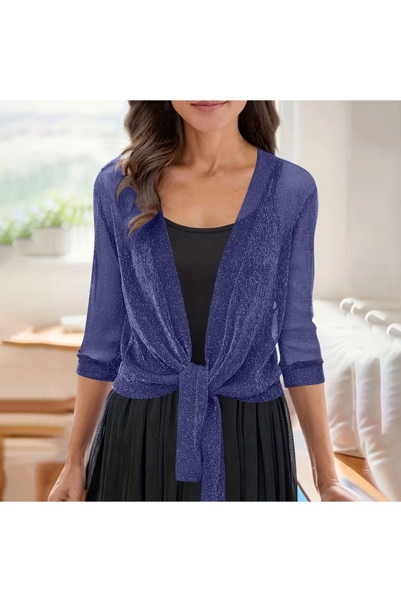 Woman's Mesh Cardigan, Lightweight Breathable Fabric with Front Tie Closure, Comfortable Open Design for Everyday Wear