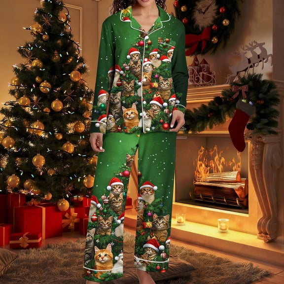 Wowcloth Woman's Pajama Set, Long Sleeve with Hooded Design, Cozy Holiday Sleepwear for Christmas and Winter Nights