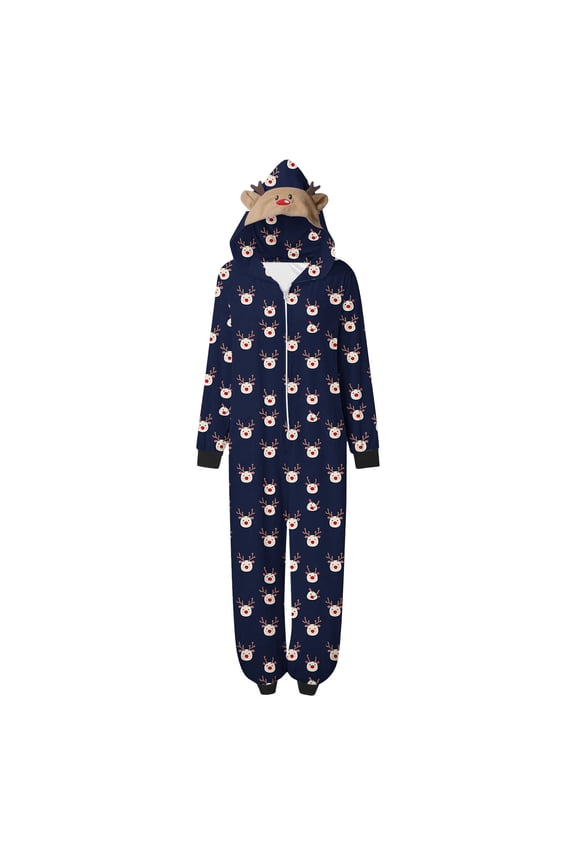 Woman's Pajamas Jumpsuit, Festive Christmas Print Family Matching, Cozy Homewear for Family Gathering and Holiday Season