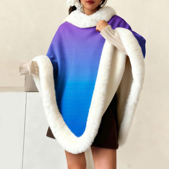 Wowcloth Woman's Printed Fleece Loungewear, Plush High-Collar Cape, Thermal Homewear for Cozy Indoor and Relaxation