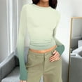 thumbnail image 1 of Wowcloth Woman's Ribbed Top, Casual Non-Positional Print Stretchy Round Neck Long Sleeve Slim Fit Shirt for Daily Wear, 1 of 7
