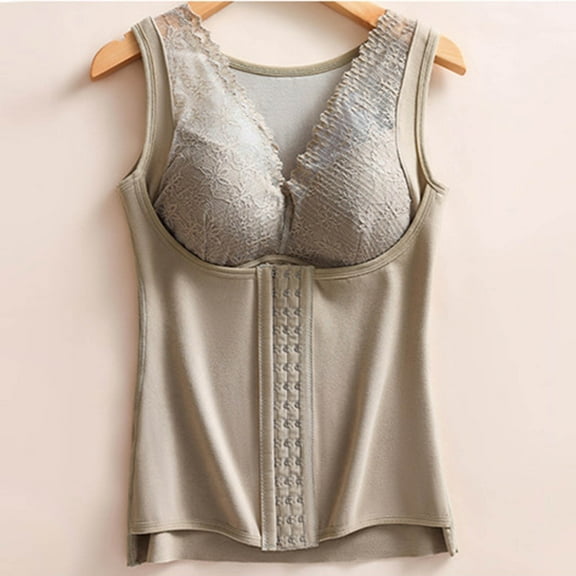 Wowcloth Woman's Thermal Vest, Seamless Built-in Padded with Fleece-Lined, Warm Solid Color Base Layer for Fall and Winter Daily Wear