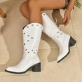 thumbnail image 1 of Wowcloth Woman's Western Cowboy Boots, Fashionable Casual Chunky Heel Pointed Toe Belt Buckle Knee-High, Stylish Cowgirl Boots for Daily Wear and Casual Outfits, 1 of 8
