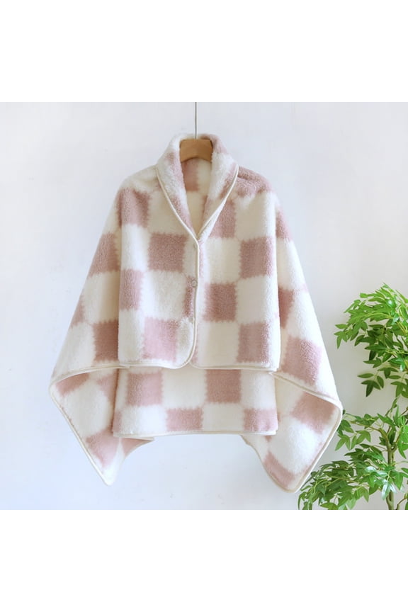 Woman's Winter Flannel Cape, Thickened Warm Plaid Design, Cozy Fleece Blanket Poncho for Cold Weather Outdoors and Indoor Lounging
