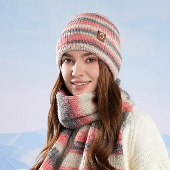 Wowcloth Woman's Winter Knitted Hat and Scarf Set, Fashionable Thermal Ear Protection, Woolen Beanie with Scarf for Cold Weather Accessories, Outdoor and Daily Use