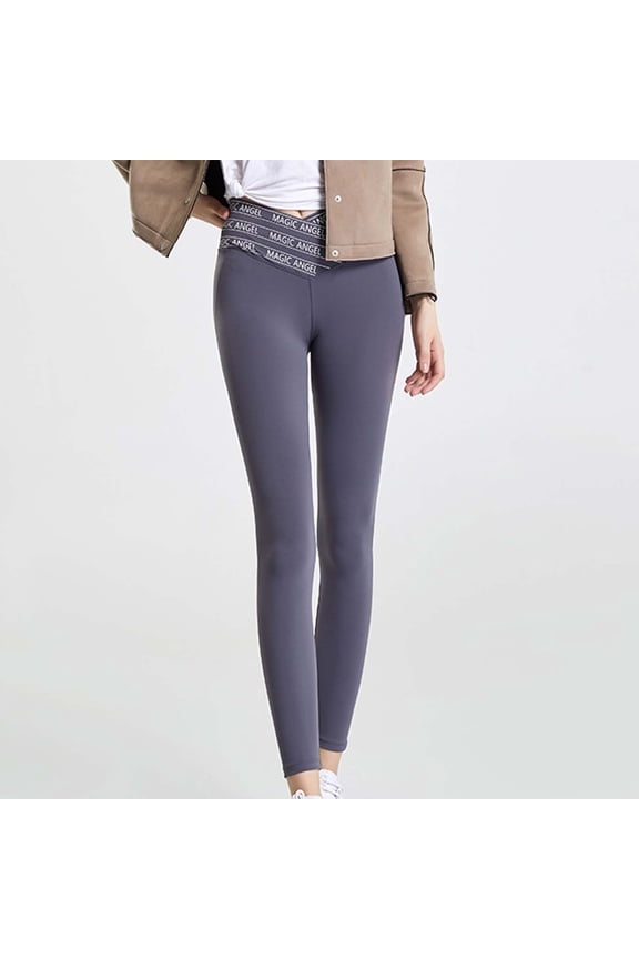 Woman's Yoga Pants with Cross Print Design, High-Waisted Tummy Control Slim-Fit Workout Leggings for Fitness and Daily Wear