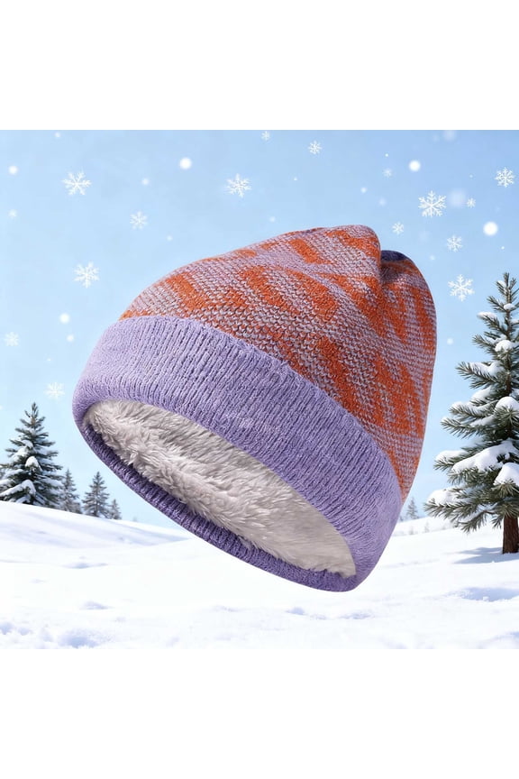 Women Winter Knit Beanie, Stylish Double-Layer Thickened Windproof Thermal Earflap Design, Cozy Soft Fleece Lined, Winter Warm Cold Weather Accessories