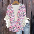 thumbnail image 1 of Wowcloth Women's 3/4 Lace Sleeve V - neck Button Casual Print Loose Top, 1 of 5