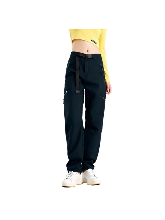 Women's 3-in-1 Detachable Hiking Cargo Pants, Waterproof Shell with Multi-Pocket Design, Insulated Thermal Lining for Winter Outdoor Activities and Daily Wear