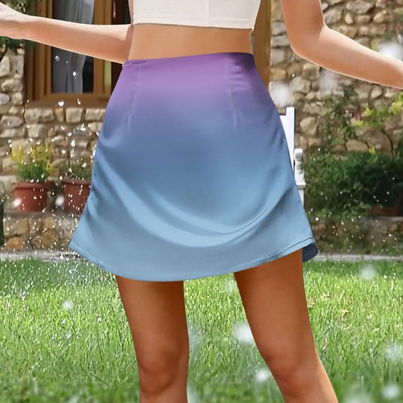 Wowcloth Women's A-line Short Skirt, Gradient Print with Zipper, Fashionable Versatile Casual for Spring and Summer