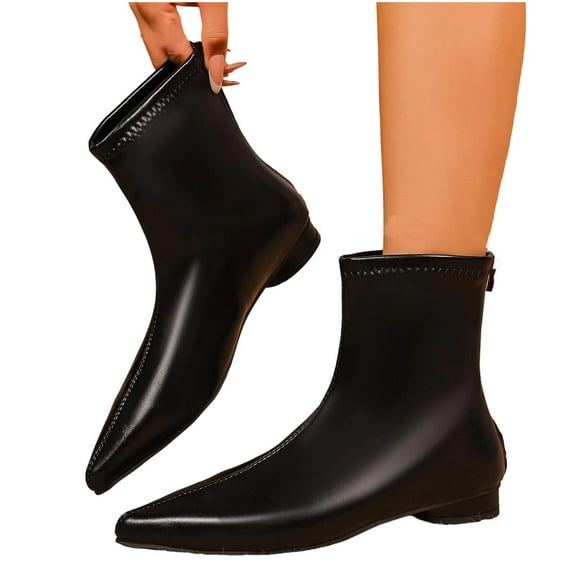 Wowcloth Women's Ankle Boots – Fashion Casual Versatile Solid Color Pointed Toe Low Heel British Style for Everyday Wear