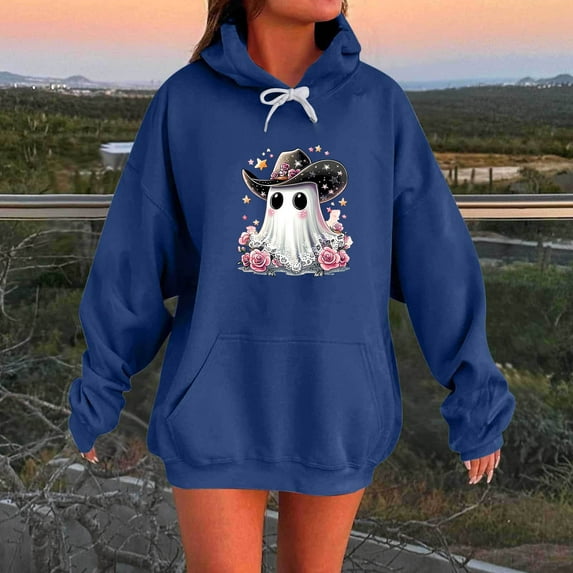 Wowcloth Women's Autumn Winter Halloween Print Oversized Sweatshirt - Long Sleeve Round Neck Casual Loose Fit Pullover for Fall Festivities & Cozy Everyday Wear