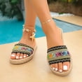 thumbnail image 1 of Wowcloth Women's Bohemian Open-Toe Sandals - Comfortable One-Strap Flat with Rope Sole for Plus Size, Spring Summer Casual Wear, 1 of 9