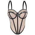 thumbnail image 1 of Wowcloth Women's Boned Bustier with Rhinestone Fringe, Color Block, Slim Fit Padded Strapless for Party and Date Night, 1 of 2