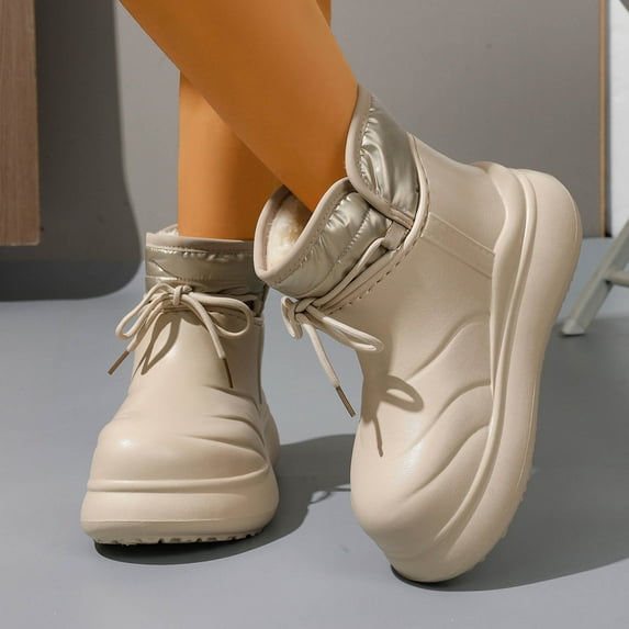 Wowcloth Women's Boots – Fashion Multi-functional Side Zipper Round Toe Platform Sole with Buckle for Casual Lifestyle Wear