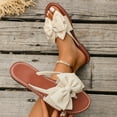 thumbnail image 1 of Wowcloth Women's Bow Beach Sandals – Toe Post Flat Slides with Soft Sole for Plus Size Spring Fashion Footwear, 1 of 9