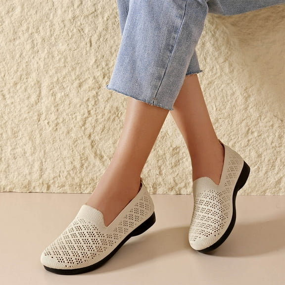Wowcloth Women's Breathable Slip-On Casual Shoes – Spring Fashion with Mesh & Hollow Style for Soft Everyday Wear,Plus Size