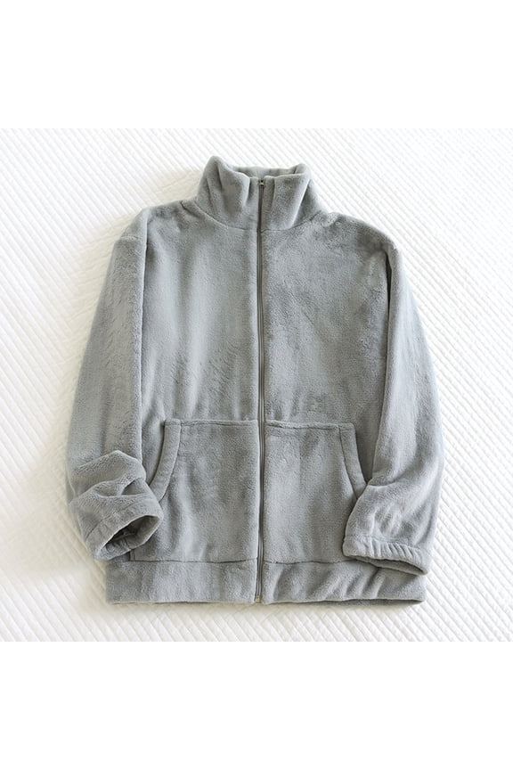 Women's Cardigan, Winter Solid Color Fleece-Lined Thickened Button Long Sleeve, Warm Loungewear for Home and Daily Use