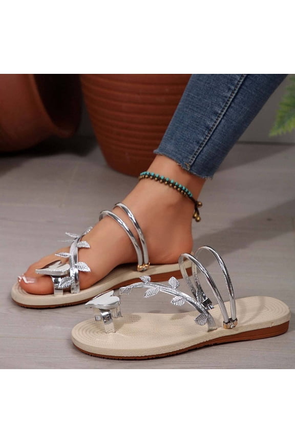 Women's Casual Beach Sandals – Comfortable Toe-Loop Heart Design Flat Slides for Spring Summer Outfits,Plus Size