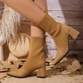 thumbnail image 1 of Wowcloth Women's Casual Chunky Heel Ankle Boots – Pointed Toe Suede Slip-Resistant Platform with Comfortable Lift for Autumn Winter Footwear, 1 of 7