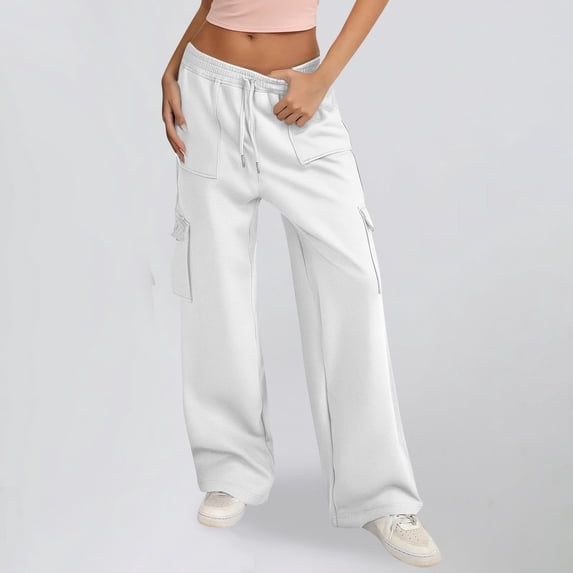 Wowcloth Women's Casual Drawstring Sport Cargo Trousers - Multi-Pocket Utility Pants