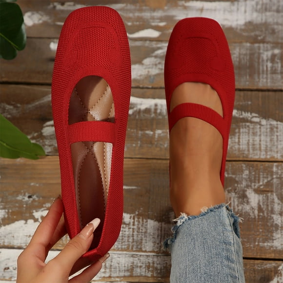 Wowcloth Women's Casual Flat Shoes – Breathable Hollow Knit Round Toe Slip-On with Versatile Beach-Option Shape for Summer Comfort,Plus Size