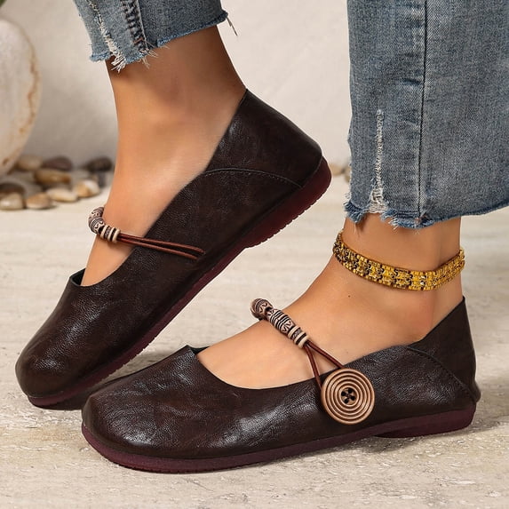Wowcloth Women's Casual Loafers – Comfortable Breathable Slip-On with Square Toe, Solid Color, and Soft Sole for Plus Size Versatile Wear