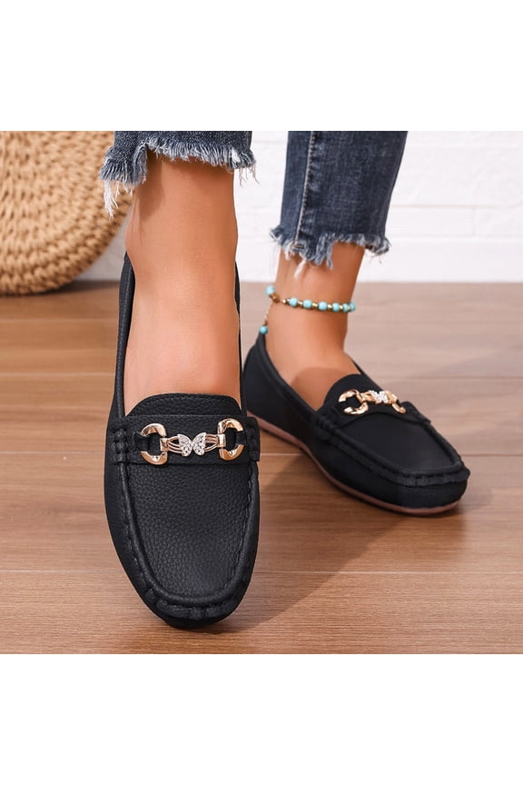 Women's Casual Loafers – Slip-On Lightweight with Round Toe & Flat Sole, Versatile Low-Cut Design for Everyday Wear Footwear