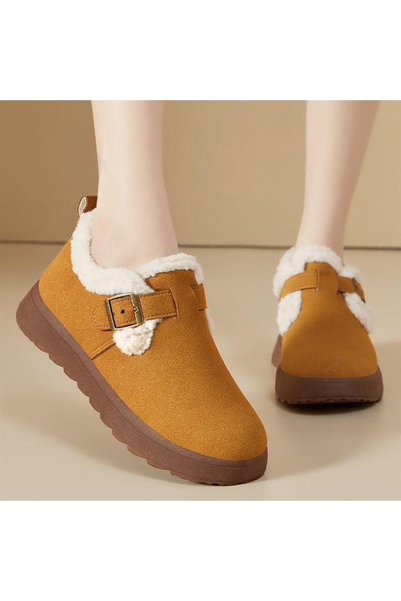 Women's Casual Slip-On Winter Boots – Thermal Fleece-Lined Thickened Insulation with Easy Slip-On Design for Stylish Sweet & Edgy Look in Cold Weather Fashion