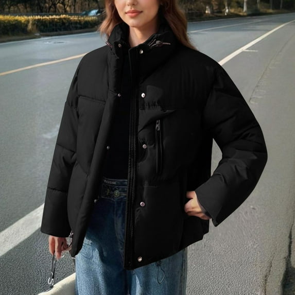 Wowcloth Women's Casual Solid-Color Long Sleeve Cotton Coat - Relaxed Fit, Warm Winter Outerwear for Everyday Wear & Cold Weather