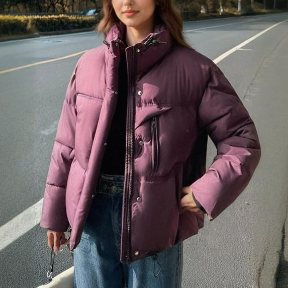 Wowcloth Women's Casual Solid-Color Long Sleeve Cotton Coat - Relaxed Fit, Warm Winter Outerwear for Everyday Wear & Cold Weather