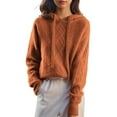 thumbnail image 1 of Wowcloth Women's Casual Solid Color Oversized Long Sleeve Hooded Sweater - V-Neck Knit Pullover for Everyday Wear & Relaxed Comfort, 1 of 4