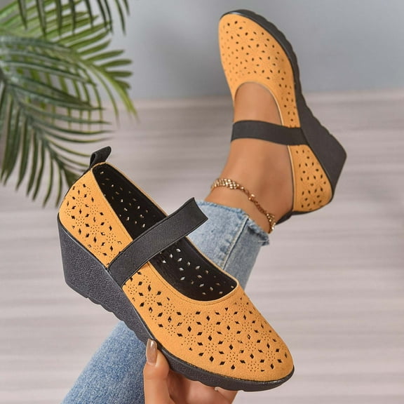 Wowcloth Women's Casual Solid Color Slip-On Sandals – Thick Sole Cushioned Footbed with Soft Suede & Round Toe for Beach Wear and Outdoor Comfort