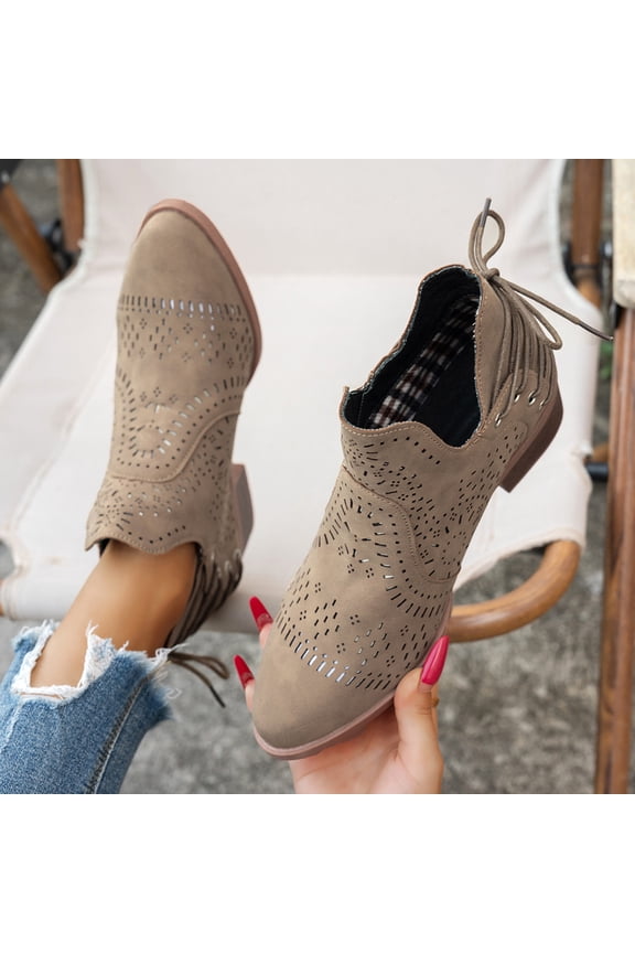 Women's Casual Winter Plaid Ankle Boots, Pointed-Toe Back Lace-Up Design with Chunky Mid-Heel for Stylish Winter Outfits and Daily Wear