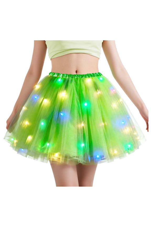 Women's Chiffon Tutu Skirt with LED Lights, Stretch Fabric for Ballet, Cosplay and Party Performance