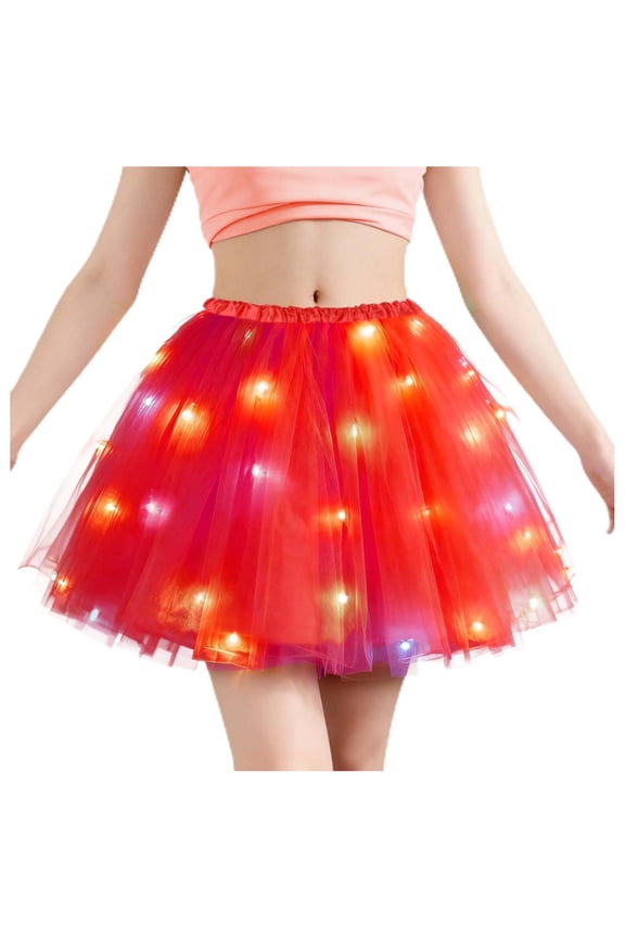 Women's Chiffon Tutu Skirt with LED Lights, Stretch Fabric for Ballet, Cosplay and Party Performance