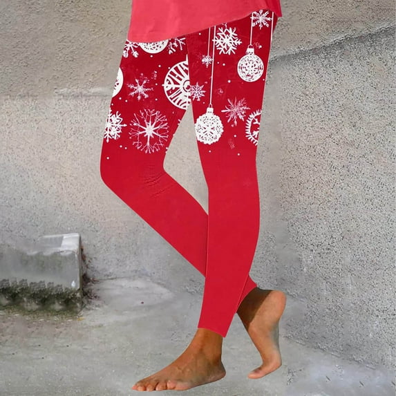 Wowcloth Women's Christmas Fashion Print Leggings, Comfy Yoga Design with Elastic Waistband, Stretchy and Breathable Pants for Holiday Activities and Casual Wear