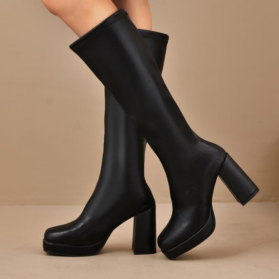Wowcloth Women's Chunky Heel Boots, Slimming Design with Thick Sole, Comfortable Height Increasing for Autumn-Winter, Daily Wear and Seasonal Styles