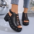 thumbnail image 1 of Wowcloth Women's Chunky Heel Platform Sandals – Comfortable Round Toe with Buckle Closure, Plus Size Height Increasing for Trendy Spring Summer Fashion, 1 of 9
