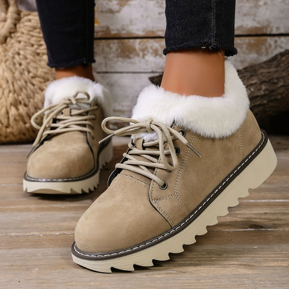 Wowcloth Women's Chunky Snow Boots – Thick Platform Sole with Plush Towel Lining, Wide Width Options & Short Shaft Design for Cold Weather Comfort