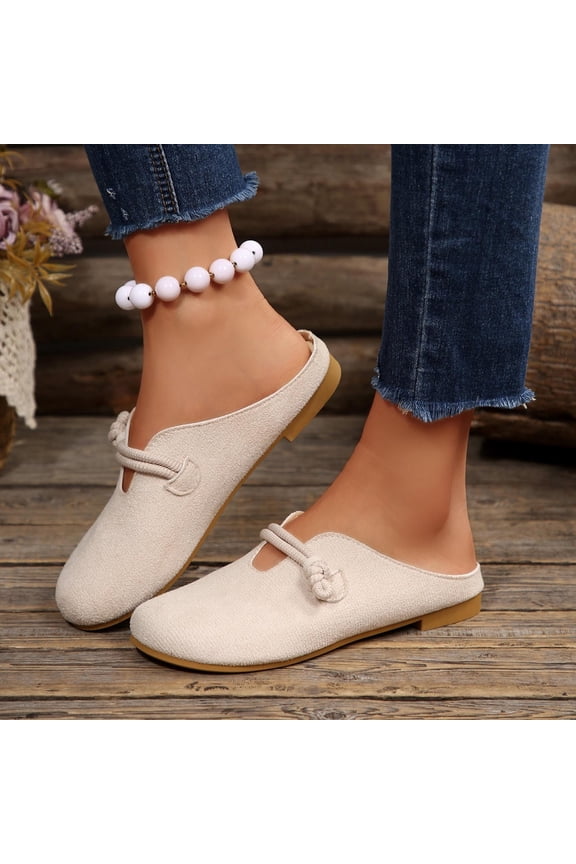 Women's Closed Toe Fabric Slides – Comfortable Low Heel with Trendy Design for Versatile Spring Summer Casual Wear, Available in Large Sizes