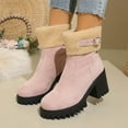 thumbnail image 1 of Wowcloth Women's Cotton Ankle Boots, Thermal Chunky Heel with Platform Sole and Buckle Details, Winter Warmth Faux Fur-Trim for Casual Outings and Fashion Styles, 1 of 9