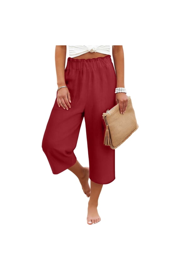 Women's Cotton Linen Pants, Loose Straight Leg with Pockets, Breathable and Lightweight for Summer, Casual and Travel
