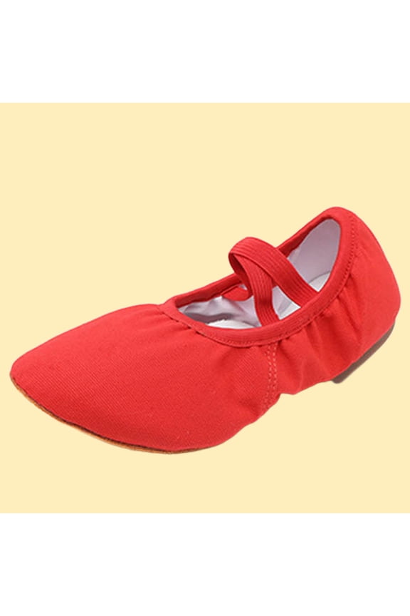 Women's Dance Shoes - 1cm Heel, Leather Sole, Wide Sizes, Comfortable Slip-On Indoor Teacher Dance Shoes for Fall/Winter
