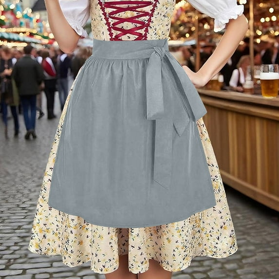Wowcloth Women's Dirndl Costume Matching Solid Color Apron - Fashion Accessory for Oktoberfest & Halloween