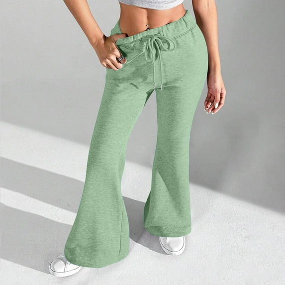 Wowcloth Women's Drawstring Waist Trousers - Solid Color Utility Pants with Belt Loops & Deep Pockets, Stretchy Tapered Casual Lounge Pants