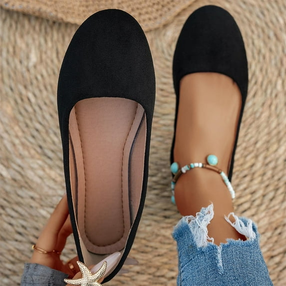 Wowcloth Women's Driving Shoes – Solid Color Round Toe Slip-On with Versatile Design for Fashionable Casual Wear