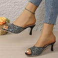 thumbnail image 1 of Wowcloth Women's Fabric Slides – Sparkly Plain Color Slip-On with Slim Heel and Open-Toe Design for Fashion Casual Summer Footwear, 1 of 9