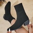 thumbnail image 1 of Wowcloth Women's Fashion Casual Ankle Boots - Chunky Heel Pointed Toe Knit Sock Booties for Autumn Winter Commuting & Daily Wear, 1 of 9